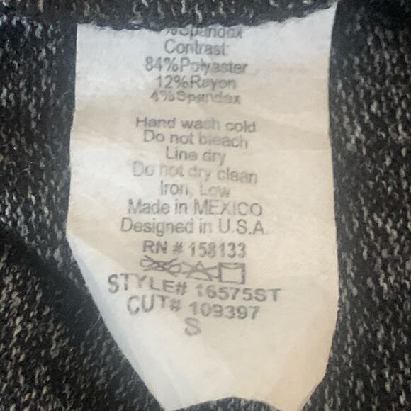 Pink Clover Black Heather w/ Multicolor Long Sleeves Loose Fit Top Size Small - Picture 6 of 8